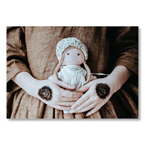 El Boyama Desen Ve Bez Bebek Mdf Ahşap Tablo 25x35 cm