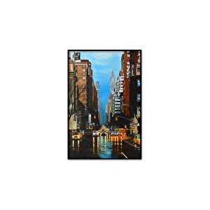 Tablolife Şehrin Işıkları - Yağlı Boya Dokulu Tablo 100x150 Çerçeve - Gold 100x150 cm