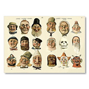 Vintage Büyük İnsan Kafaları Mdf Ahşap Tablo 35x50 cm