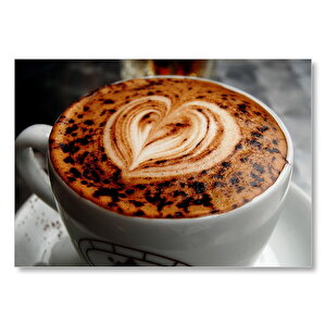 Kahve Cappuccino Aşk Kalp Mdf Ahşap Tablo 25x35 cm