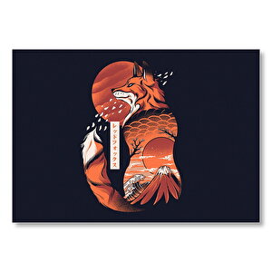 Japon Minimalizm Sanatı Tilki Görseli Mdf Ahşap Tablo 25x35 cm