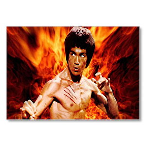 Bruce Lee Kungfu Alevler Arasında Mdf Ahşap Tablo 50x70 cm