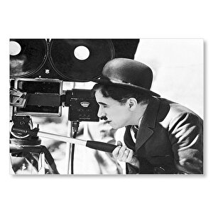 Charlie Chaplin Ve Kamera Mdf Ahşap Tablo