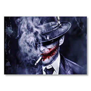 Sigara İçen Joker Ve Dumanlar Mdf Ahşap Tablo 35x50 cm