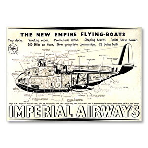 Vintage Uçak Reklamı Mdf Ahşap Tablo 50x70 cm