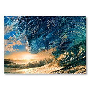 Tropikal Cennet Okyanus Sörf Dalga Güneş Işığı Mdf Ahşap Tablo 25x35 cm