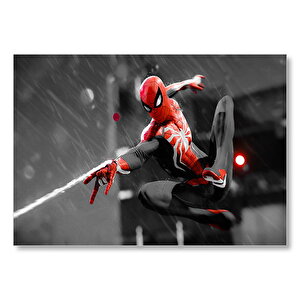 Siyah Kırmızı Kostümlü Spider Man Mdf Ahşap Tablo