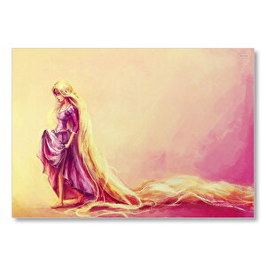 Rapunzel Ve Uzun Sarı Saçları Mdf Ahşap Tablo 25x35 cm