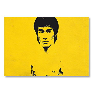 Bruce Lee Sarı Zeminde Mdf Ahşap Tablo 25x35 cm