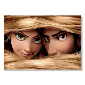 Rapunzel Ve Prens Saçların Arasında Mdf Ahşap Tablo 35x50 cm