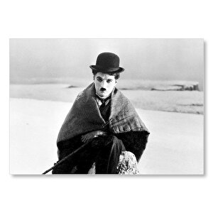Charlie Chaplin Oturmuş Elinde Baston Mdf Ahşap Tablo