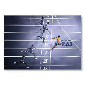 Usain Bolt Jamaika Sprint Sporları Finiş Çizgisi Mdf Ahşap Tablo 35x50 cm