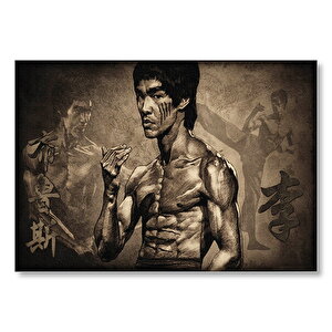 Bruce Lee Kungfu Teknikleri Mdf Ahşap Tablo 35x50 cm