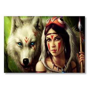 Savaşçı Kızılderili Kız Fantezi Mdf Ahşap Tablo 35x50 cm