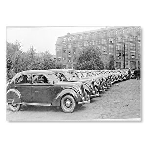 Sıralanmış Volvo Pv36 Carioca Fabrika Önünde Mdf Ahşap Tablo 35x50 cm