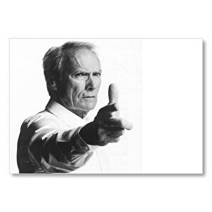 Clint Eastwood Siyah Beyaz Resim Mdf Ahşap Tablo 25x35 cm
