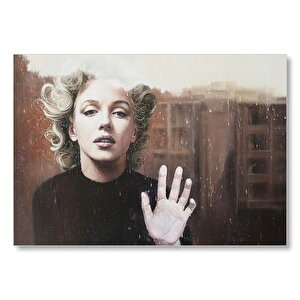 Marilyn Monroe Yağmura Camdan Bakıyor Mdf Ahşap Tablo 35x50 cm