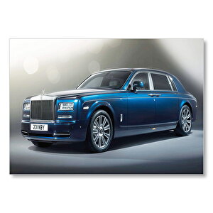 Mavi Rolls Royce Görseli Mdf Ahşap Tablo 50x70 cm