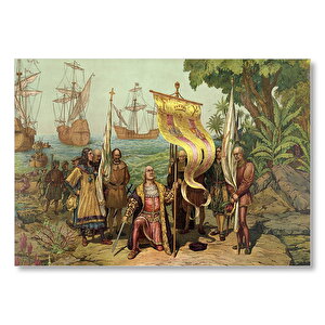 Christopher Columbus Ve Kaşifler Mdf Ahşap Tablo 25x35 cm