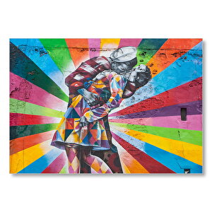 Öpüşen Denizci Ve Sevgilisi Duvar Boyama Mdf Ahşap Tablo 50x70 cm