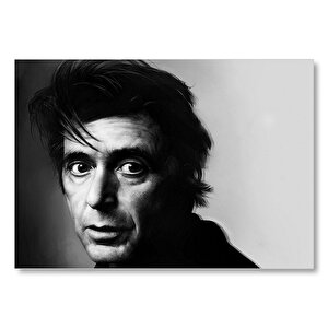 Al Pacino Siyah Beyaz Portresi Gri Mdf Ahşap Tablo 35x50 cm