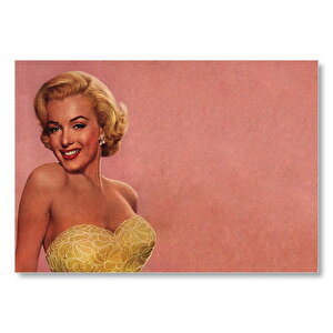 Marilyn Monroe Sarı Kıyafetli Mdf Ahşap Tablo 35x50 cm