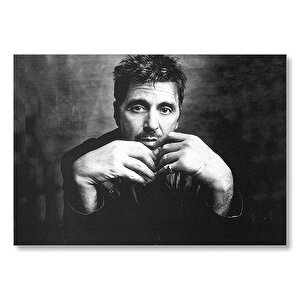 Al Pacino Siyah Beyaz Resim Fon Siyah Mdf Ahşap Tablo 35x50 cm