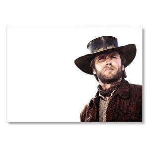 Clint Eastwood Beyaz Fon Mdf Ahşap Tablo 25x35 cm