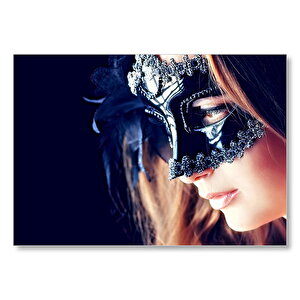 Maskeli Kız Güzellik Mdf Ahşap Tablo 50x70 cm