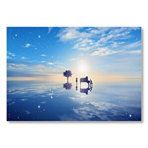 Fantastik Ortam Piyanist Ve Kemancı Kız Mdf Ahşap Tablo 50x70 cm