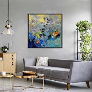 Tablolife Shades Of Blue - Yağlı Boya Dokulu Tablo 100x100 Çerçeve - Gümüş 100x100 cm