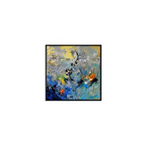 Tablolife Shades Of Blue - Yağlı Boya Dokulu Tablo 100x100 Çerçeve - Gümüş 100x100 cm