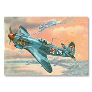 Nostaljik Savaş Uçağı Çizim Sanat Mdf Ahşap Tablo 50x70 cm