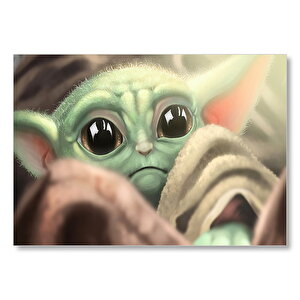 Üzgün Bebek Yoda Görseli Mdf Ahşap Tablo 50x70 cm
