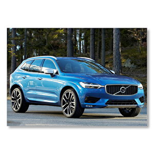 Mavi Renkli Volvo Xc60 Mdf Ahşap Tablo 35x50 cm