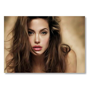 Angelina Jolie Baygın Bakış Mdf Ahşap Tablo 50x70 cm