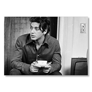 Al Pacino Elinde Kahve Fincanı Mdf Ahşap Tablo 35x50 cm