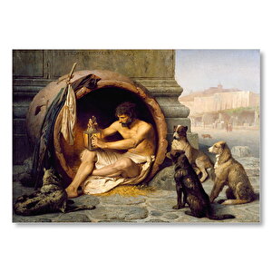 Diyojen Köpekleri Ve Fıçısı Mdf Ahşap Tablo 25x35 cm