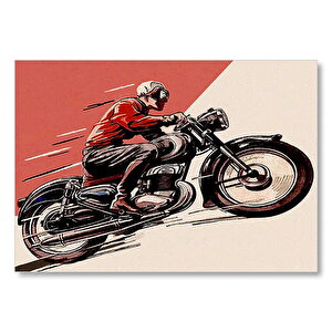 Motosiklet Ve Sürücüsü Eksizi Görseli Mdf Ahşap Tablo 35x50 cm