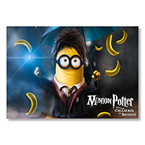 Minnion Potter Şemsiye Ve Muzlar Görsel Mdf Ahşap Tablo 35x50 cm
