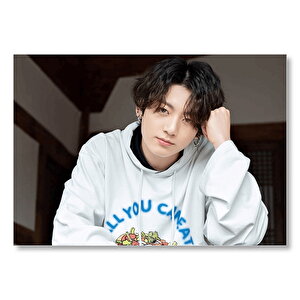 Bts Kore Pop Beyaz Sweatshirt Mdf Ahşap Tablo