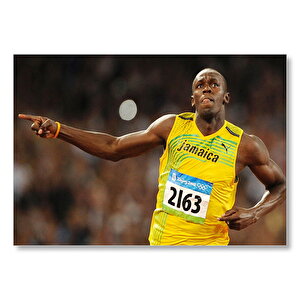 Usain Bolt Jamaika Sprint 2008 Olimpiyat Sporları Mdf Ahşap Tablo 25x35 cm