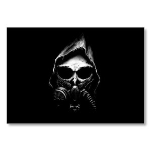Apocalypse Gaz Maskesi Karanlık Arka Plan Mdf Ahşap Tablo 50x70 cm