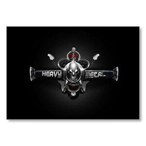 Heavy Metal Kurukafa Gitar Mikrofon Plak Mdf Ahşap Tablo 35x50 cm