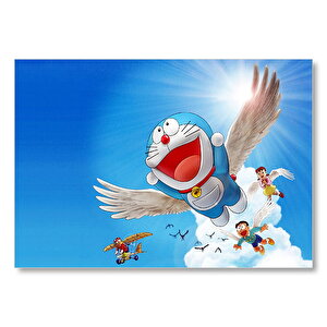 Doraemon Ve Çocuklar Mavi Göklerde Mdf Ahşap Tablo 50x70 cm