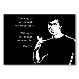 Bruce Lee Kungfu Siyah Zeminde Mdf Ahşap Tablo 50x70 cm