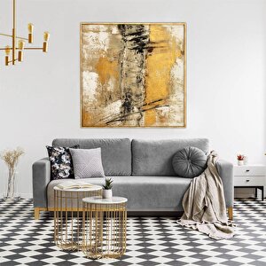 Tablolife Zolto - Yağlı Boya Dokulu Tablo 120x120 Çerçeve - Gold 120x120 cm