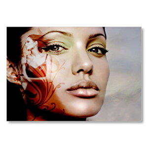 Angelina Jolie Yüzü Ve Kırmızı Elbisesi Mdf Ahşap Tablo 50x70 cm