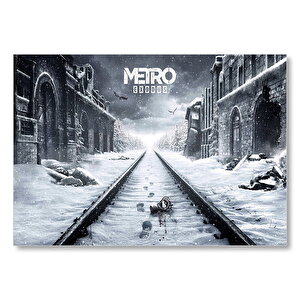 Metro Çıkışı Tarihi Binalar Karlı Raylar Görseli Mdf Ahşap Tablo 50x70 cm