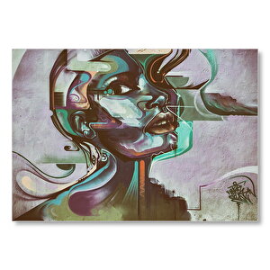 Renkli Siyahi Kadın Portre Duvar Boyama Mdf Ahşap Tablo 50x70 cm